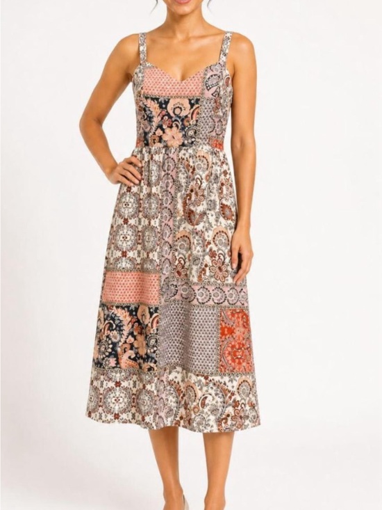 Rachel Zoe Dresses & Skirts - Rachel Zoe Patchwork Midi Dress in Pink, Black & Neutral